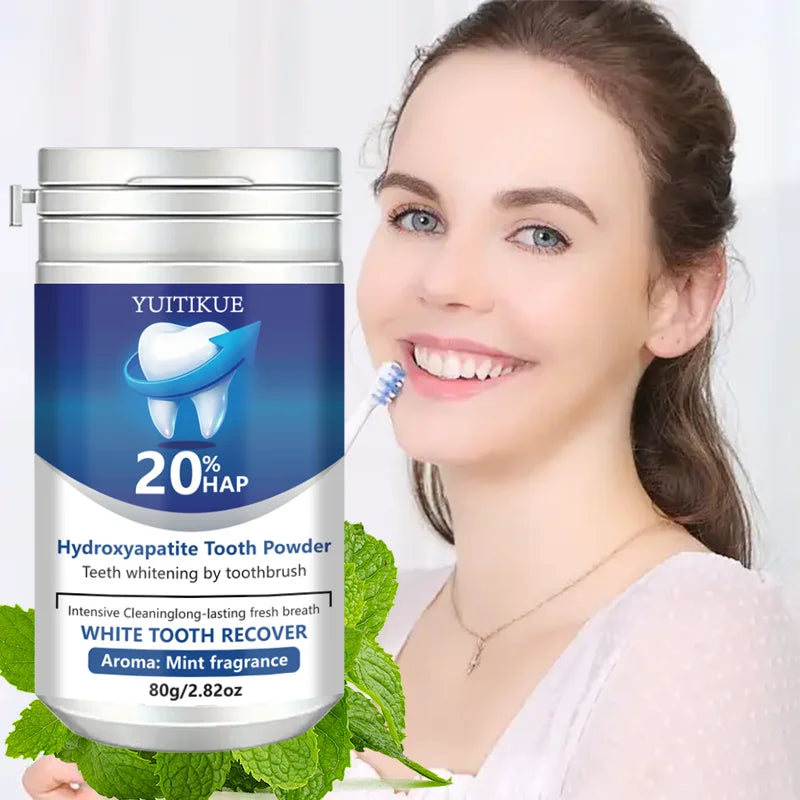 20% Hydroxyapatite Tooth Powder for Teeth Whitening & Enamel Repair, Deep Cleaning, Fresh Breath, 80g