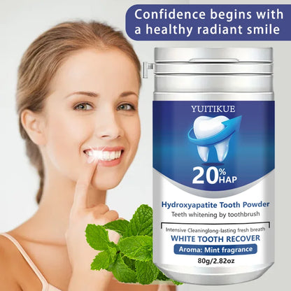 20% Hydroxyapatite Tooth Powder for Teeth Whitening & Enamel Repair, Deep Cleaning, Fresh Breath, 80g