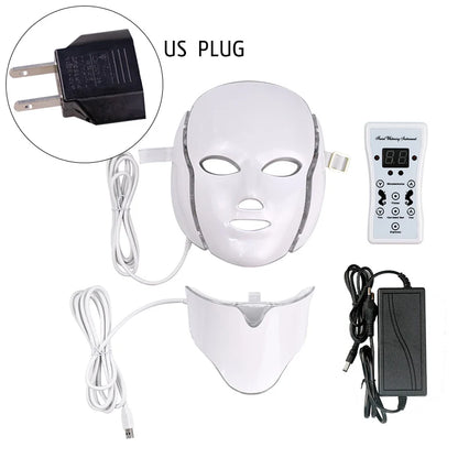 7 Colors LED Facial Mask with Neck Professional Beauty Neck Skin Care Face Rejuvenation Firming Anti Acne Therapy Whiting Mask