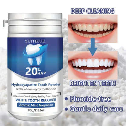 20% Hydroxyapatite Tooth Powder for Teeth Whitening & Enamel Repair, Deep Cleaning, Fresh Breath, 80g